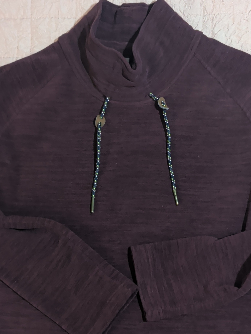 Cozy Sherpa Pullover Drawstring Sweater in Deep Plum